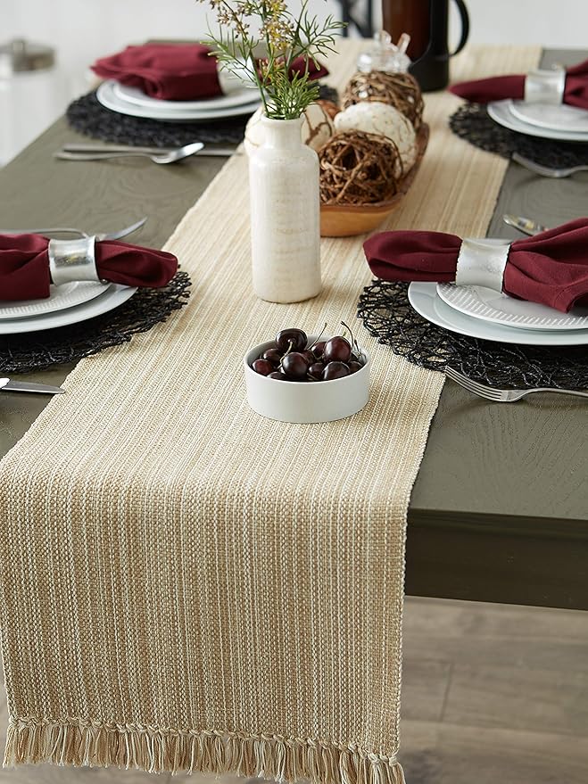 DII Variegated Tabletop Collection, Table Runner3x72, Taupe