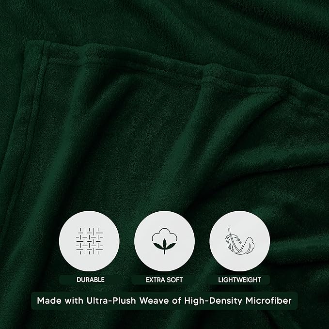 Utopia Bedding Forest Green Fleece Blanket Twin Size Lightweight Fuzzy Soft Anti-Static Microfiber Bed Blanket (90x66 Inch)