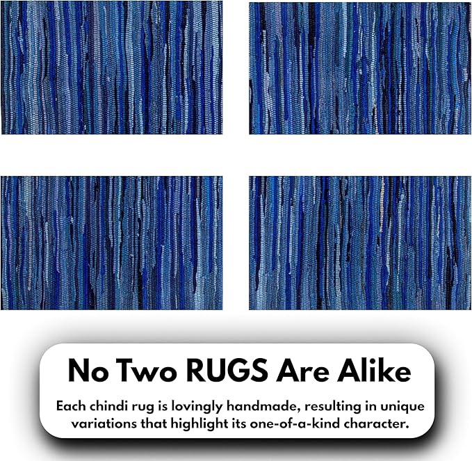 Rug Area Rugs Cotton Navy 3x5 Ft Multicolour Chindi for Livingroom Bedroom Washable RagRug Reversible Farmhouse Kitchen RunnerRug Carpet Area Runner Mat for Hallway, Entryway