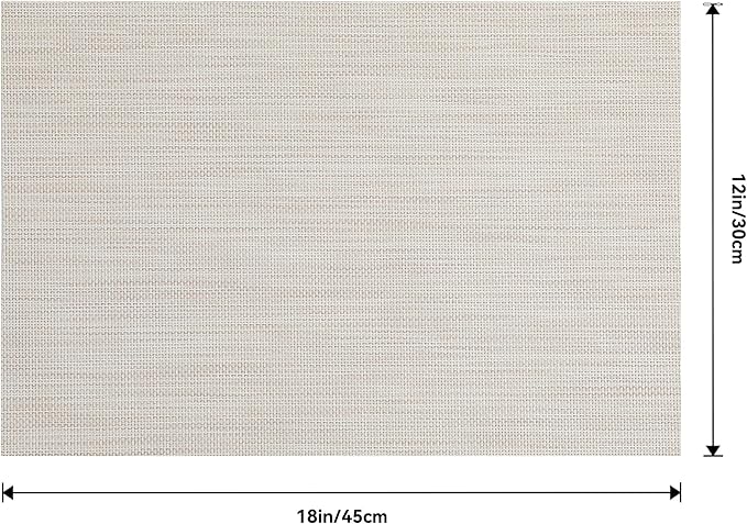 Leetaltree Beige White Placemats Set of 6 - Heat Resistant Non-Slip Place mats for Dining Table, Washable Durable PVC Vinyl Woven Table Mats(Beige White, 6)