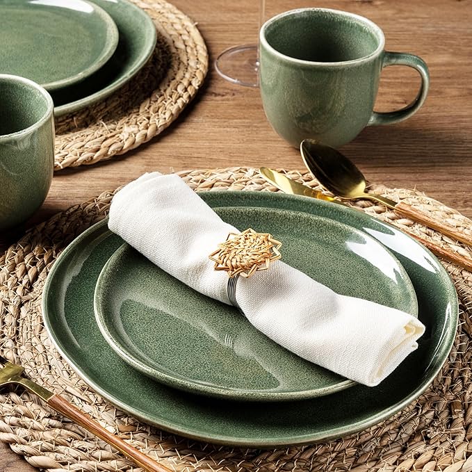 AmorArc Ceramic Dinnerware Sets,Handmade Reactive Glaze Stoneware Plates and Bowls Set,Highly Chip and Crack Resistant | Dishwasher & Microwave Safe Dishes Set,Service for 8 (24pc)