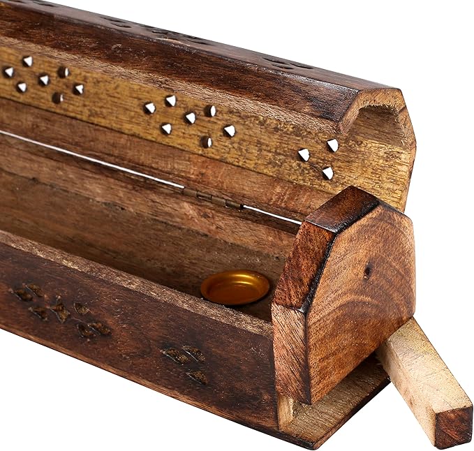 Incense Stick Holder, Incense Holder, Incense Holder for Sticks Used for Room Décor, Cool Room Spiritual Décor, Aromatherapy, Incense Burner with Storage Compartment 12Inch Burnt