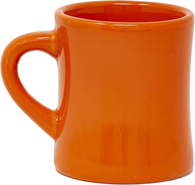 Funny Guy Mugs Classic Retro Diner Coffee Mug - Heavy Duty 10 Oz Stoneware Cup with Easy Grip Handle - Ideal for Hot and Cold Beverages (Orange, 10 Ounce)