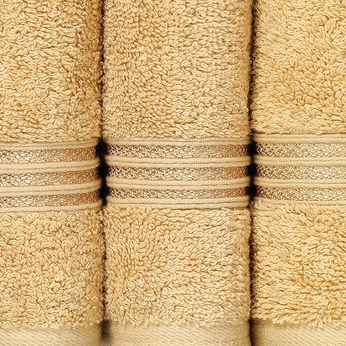Superior Egyptian Cotton 8-Piece Hand Towel Set, Towel Basics for Quick Dry, Absorbent Small Towels, Facial, Spa, Kitchen, Bathroom Essentials, Apartment, Guest Bath, Soft, Washcloth, Gold