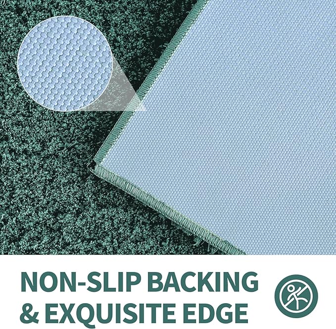 CozeCube Green Bath mats 36" x 24", Non Slip Shaggy Bathroom Rug, Ultra Soft Machine Washable Plush Pile Rugs, Fluffy Microfiber for Bedroom