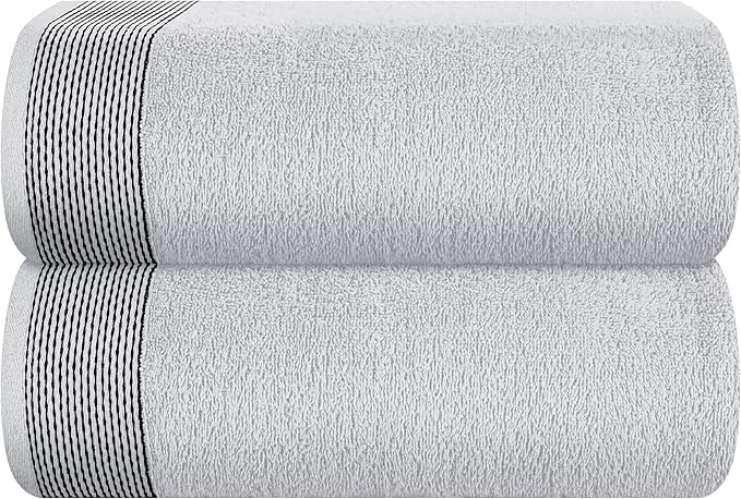 Belizzi Home Cotton 2 Pack Oversized Bath Sheet 35 x 70, Large Bath Sheet, Ultra Absorbent, Compact, Eco-Friendly and 100% Recyclable, Quick Drying and Lightweight Towel - Light Grey