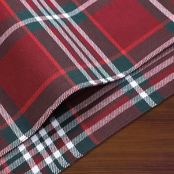 Urban VillaPlacemats Christmas Plaid 100% Cotton Fused Tablemats for Dining 14''x20'' Over Sized Set of 6 Placemats for Christmas Celebrations Wedding Parties Every Day Use Heavier QualityPlacemats