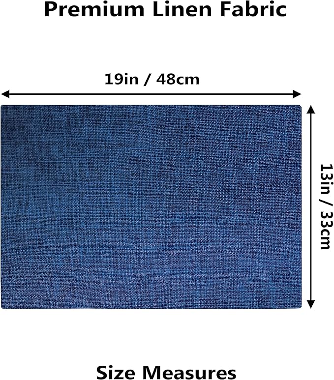 Demetex Place Mats Set of 6 Farmhouse Heat Resistant Table Linen Placemats for Party Buffet and Camping, Navy Blue