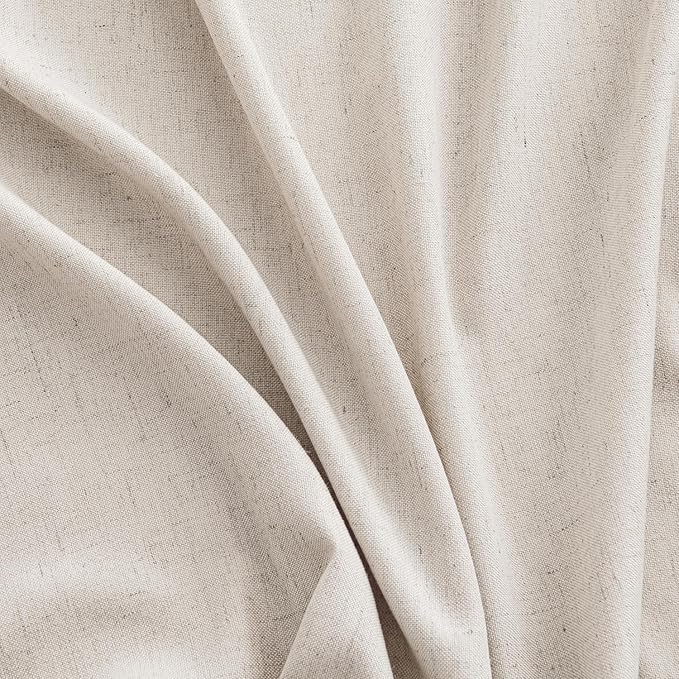 MIULEE Non-See-Through Privacy Linen Curtains 2 Panels, Light Filtering Window Curtains Farnhouse Textured Back Tab Semi Sheer Drapes for Bedroom Living Room, 52 x 63 Inches Long, White
