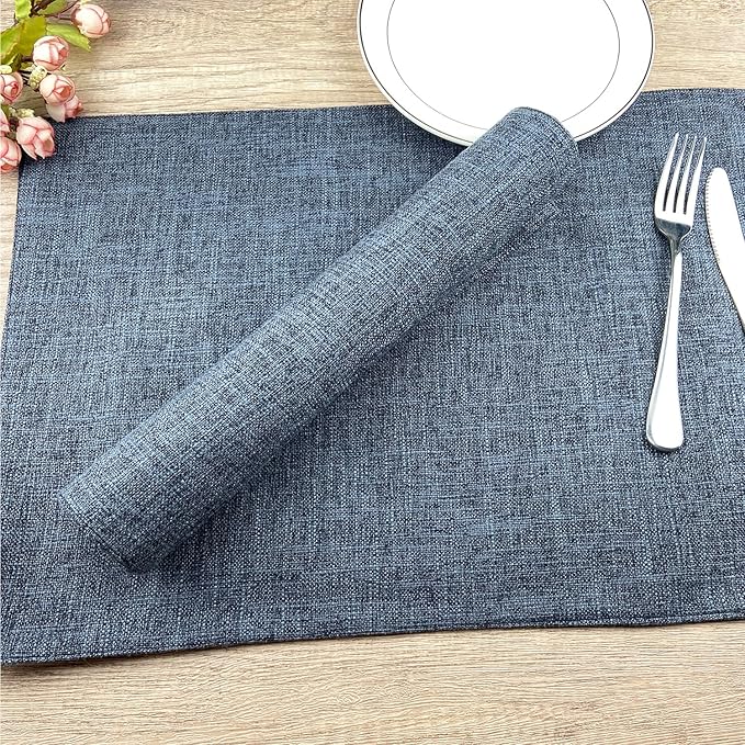 Weabetfu Cloth Placemats Set of 4 Heat Resistant Dining Table Placemmats Cotton Linen Machine Washable Kitchen Table Mats Wrinkle Free Thick Fabric Place Mats,Easy to Clean,13×19inch