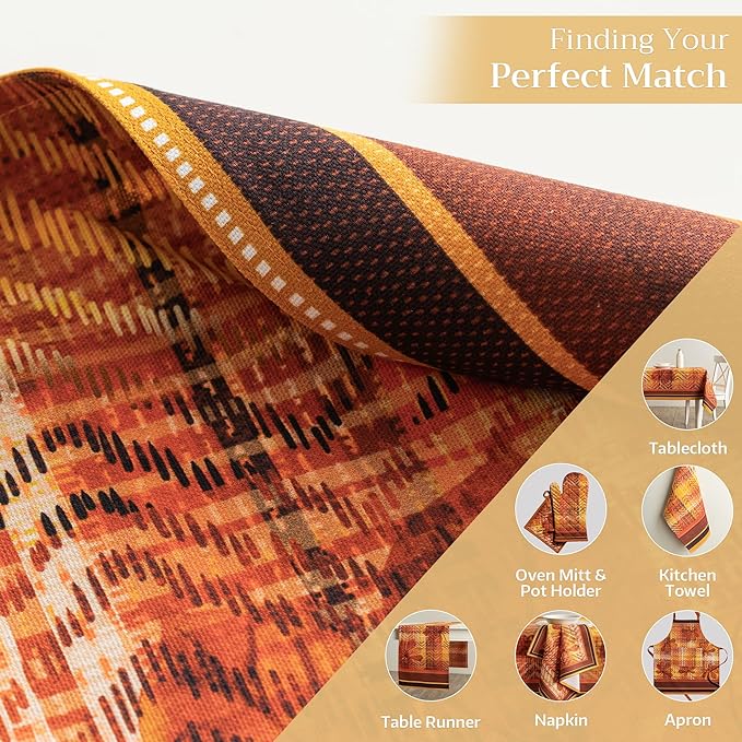 Maison d' Hermine Placemats Set of 4 100% Cotton Washable Cloth Place Mats, Reusable Table Mats for Kitchen Dining Decoration, Party, Wedding, Restaurant (Thanksgiving Tartan, 13" x 19")