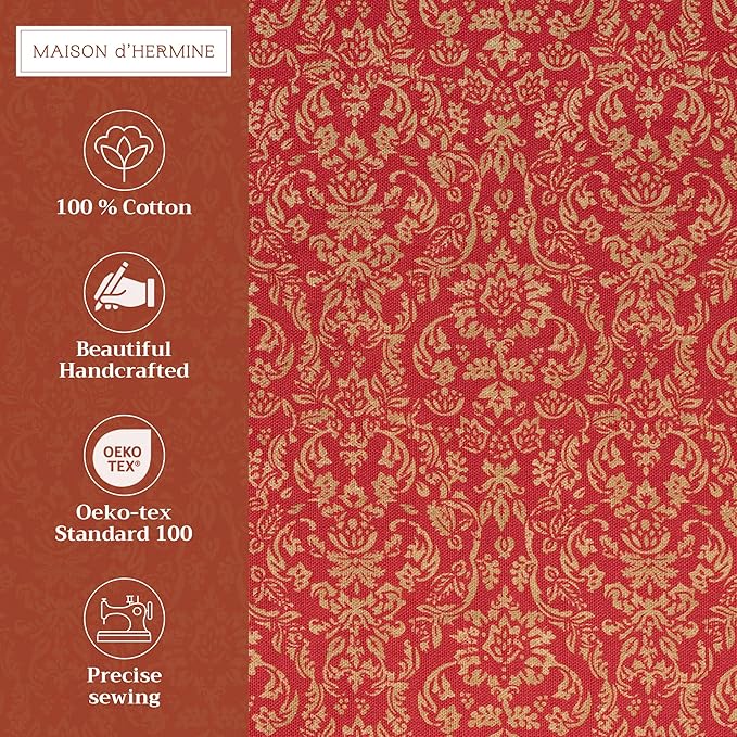 Maison d' Hermine Placemats Set of 4 100% Cotton Washable Cloth Place Mats, Reusable Table Mats for Kitchen Dining Decoration, Party, Wedding, Restaurant (Sofia, 13" x 19")
