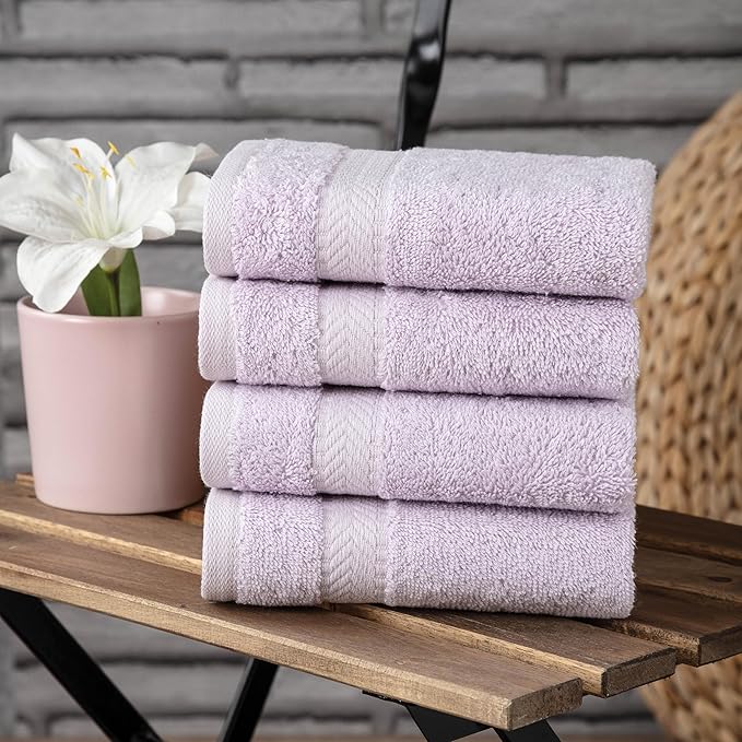 TEXTILOM Turkish Hand Towels for Bathroom – Hotel and Spa Quality & Soft & Absorbent & Quick Dry Bathroom Hand Towels – 100% Cotton Turkish Hand Towel Set of 4 (16 x 28 inches) - Lilac