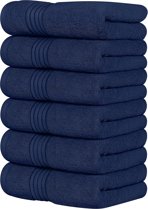 Utopia Towels 6 Piece Premium Hand Towels Set, 16 by 28 inches, 100% Ring Spun Cotton, Lightweight and Highly Absorbent Towels for Bathroom, Travel, Camp, Hotel, and Spa, Navy