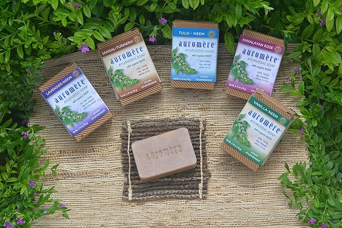 Auromere Ayurvedic Bar Soap, Himalayan Rose - Eco Friendly, Handmade, Vegan, Cruelty Free, Natural, Non GMO (2.75 oz), 2 pack