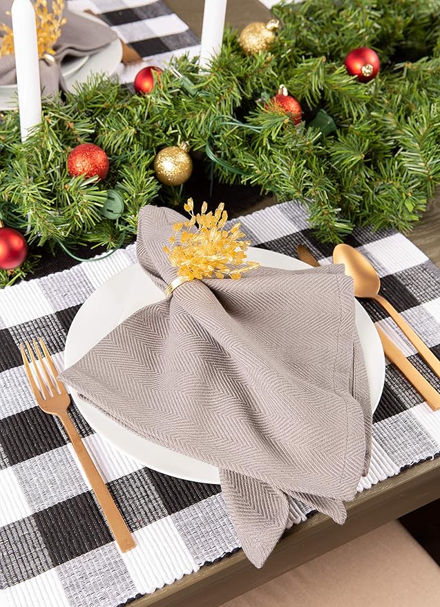 DII Buffalo Check Collection, Classic Farmhouse Placemat Set, 13x19, Black & White, 6 Piece