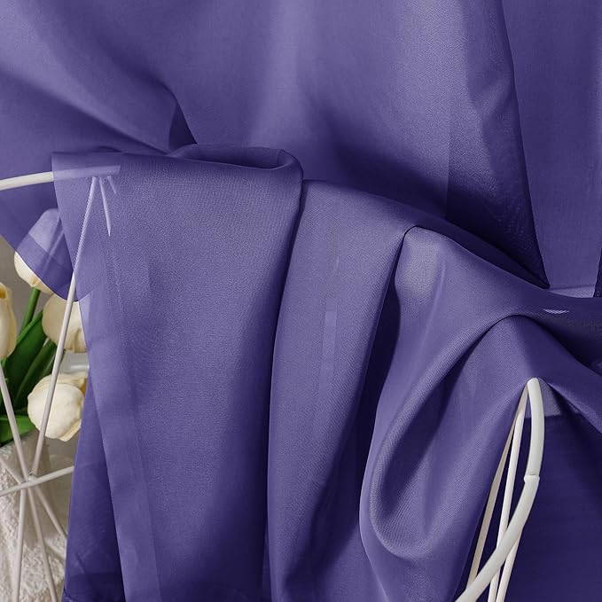 Aiyufeng Purple Sheer Curtains 96 Inches Long 2 Panels Set, Light Filtering Soft Airy Voile Rod Pocket Purple Sheer Window Drapes for Bedroom Living Room, Each 42Wx96L Inches