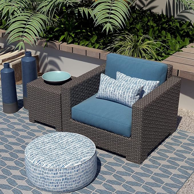 LVTXIII Outdoor Lumbar Pillow Covers ONLY, Patio Decorative, Fluffy Fade-Resistant Cushion Cases for Home Balcony and Garden, 12x20 Inch, Pack of 2, Pebble Blue