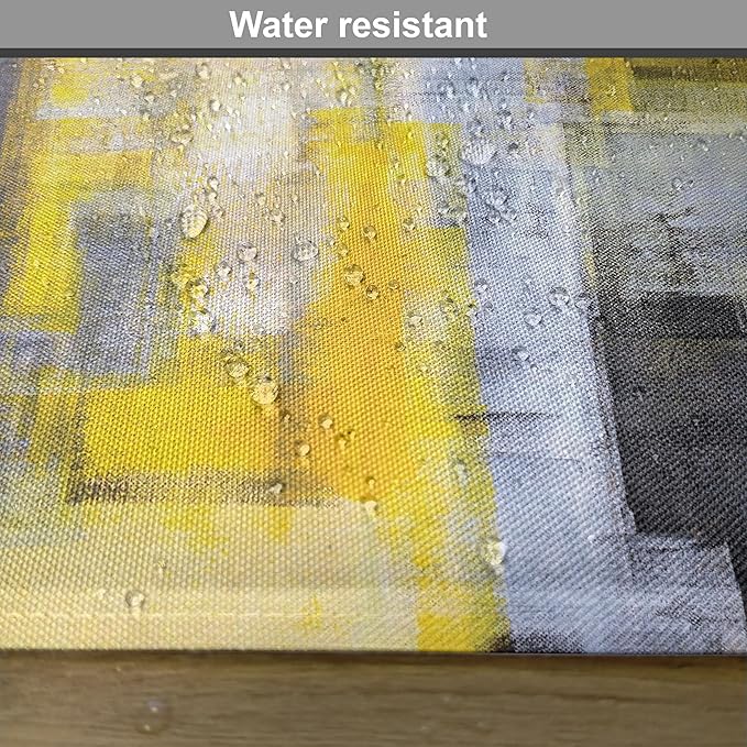 Ambesonne Yellow and Grey Place Mats Set of 8, Abstract Modern Composition Stroke Pattern Contemporary Art Print, Washable Fabric Placemats for Dining Table, Placemat 8 pcs, Yellow Grey