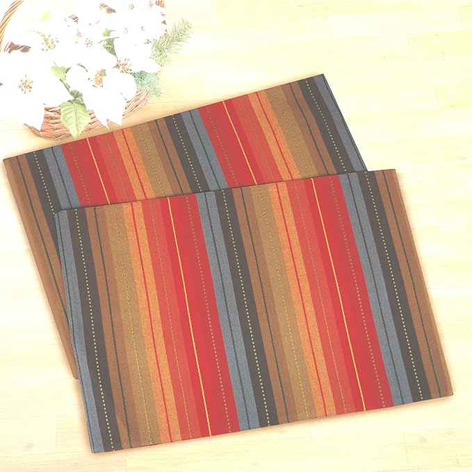 Urban Villa Placemats for Dining Table 100% CottonPlacemats 14''x20'' Over Sized Tablemats Set of 6 Placemats Multicolor Cuisine Stripes Tablemats for Family Dinners Wedding PartiesPlacemats
