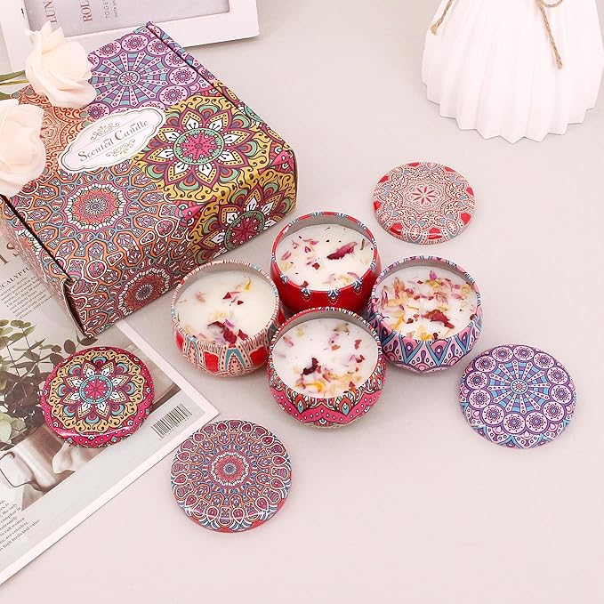 Naimo 4 Pack Scented Candles Long Lasting Soy Wax Aromatherapy Candle for Home Bath Spa Yoga Birthday Gift Set