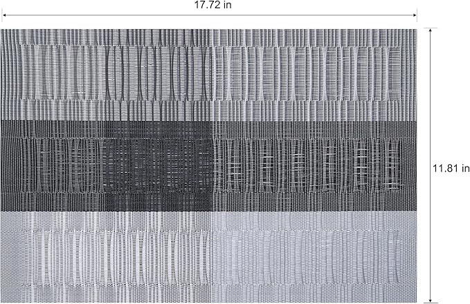 Placemats Set of 6 Washable Indoor/Outdoor Vinyl Place Mats for Dining Table Durable Non-Slip Heat Resistant PVC Weave Table Mats(Gray Black)