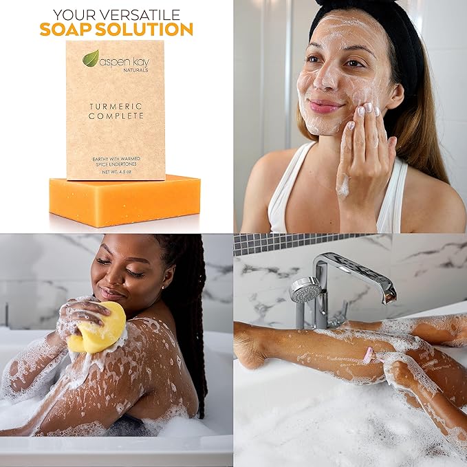 Turmeric Soap Bar for Body & Face - Made with Natural and Organic Ingredients. Gentle Soap – For All Skin Types – Made in USA 4.5oz Bar