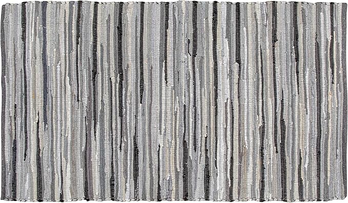 Rug Area Rugs Cotton Charcoal 3x5 Ft Multicolour Chindi for Livingroom Bedroom Washable RagRug Reversible Farmhouse Kitchen RunnerRug Carpet Area Runner Mat for Hallway, Entryway