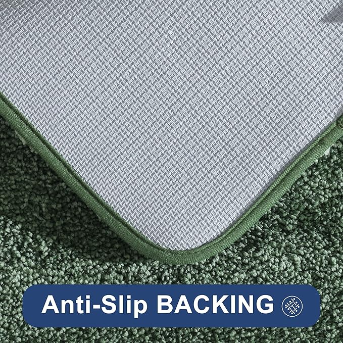 COSY HOMEER Bath Rugs for Bathroom Extra Thick- Anti-Slip Bath Mats Soft Plush Yarn Shaggy 100% Strong Mirco Polyeste Mat Living Room Bedroom Mat Floor Water Absorbent(Green,24x36 - Inches)