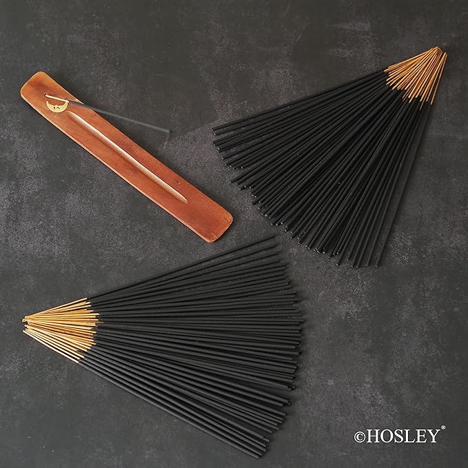 Hosley Soothe Your Senses with 120 Incense Sticks Frankincense, Nag Champa, Lavender, Myrrh, Wind, Apple Cinnamon, and a 12 Inch Holder Elevate Your Space with Aromatherapy Bliss