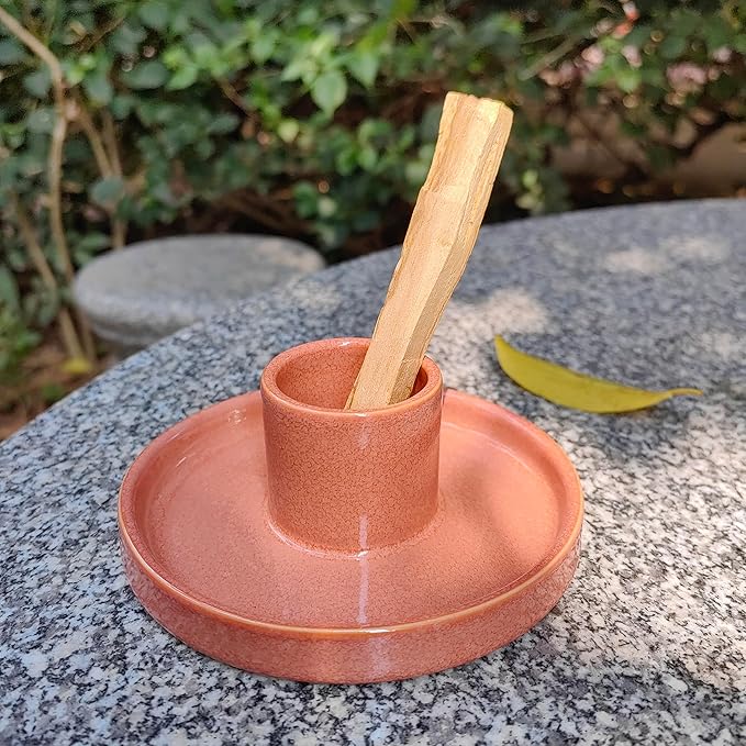 Palo Santo Holder, Ceramic Incense Burner for Palo Santo Stick, Scent Wood Stand and Ash Catcher (Red)