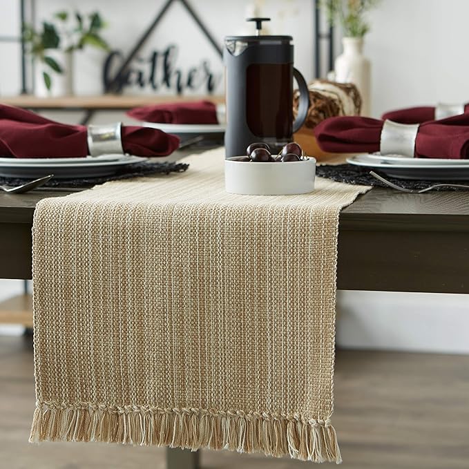 DII Variegated Tabletop Collection, Table Runner3x72, Taupe
