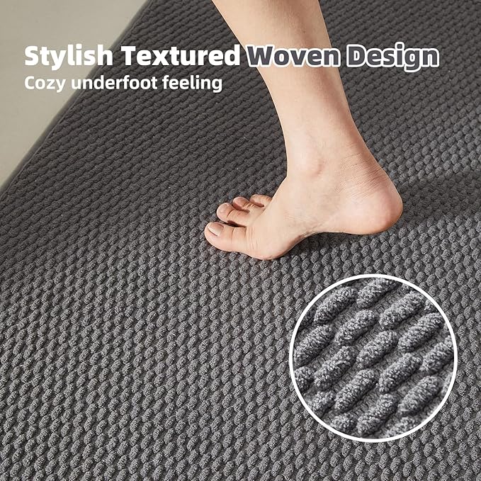 Small Bathroom Rugs, Non Slip Washable Bath Rugs Super Absorbent Bathroom Rug Thin Quick Dry Low Pile Bath Mats, Dark Grey 12"x12"
