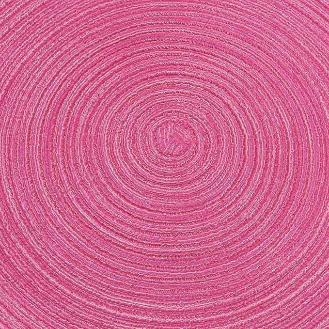 SHACOS Round Placemats Set of 4 Round Table Placemats Braided Cotton Place Mats 15 inch for Kitchen Dining Table Holiday Party (Hot Pink, 4)