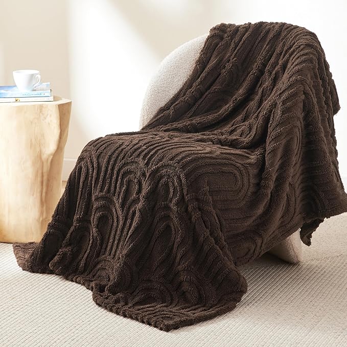 Bedsure Twin Blanket for Bed - Cozy Soft Blankets for Women, Cute Small Fleece Throws for Girls, Graduation Decorations Gift for Her Him School Dorm, Dark Brown, 60x80 Inches