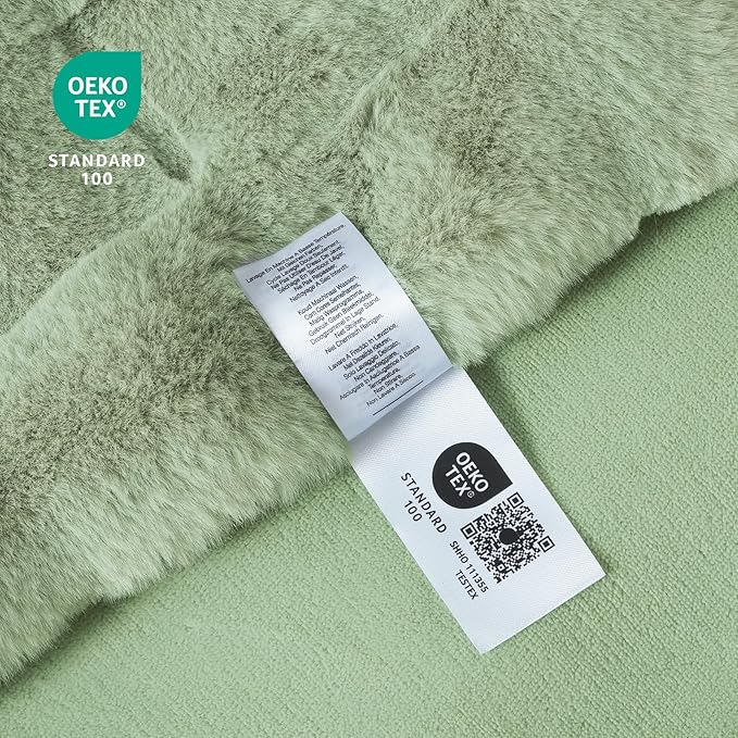 Cozy Bliss Fluffy Queen Size Throw Blankets for Bed,Lightweight Cozy Soft Green Faux Fur Throw Blankets for Sofa Bedroom Living Room,90x90 Inches
