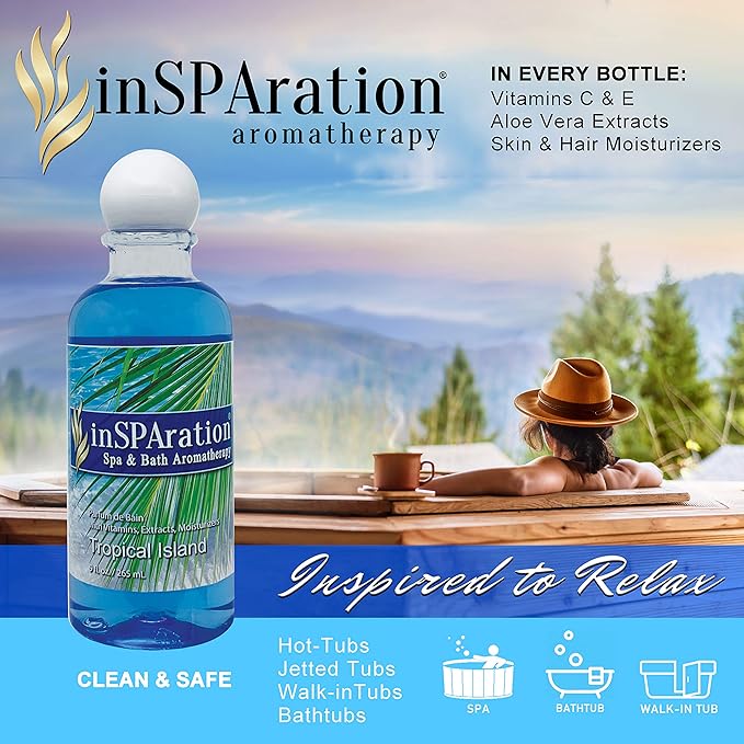 inSPAration Spa and Bath Aromatherapy 370X Spa Liquid, 9-Ounce, Tropical Island
