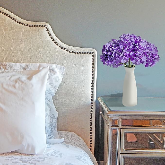 Mandy's 10 Stems Purple Silk Hydrangea Flowers – Artificial Centerpiece for Wedding & Home Decor