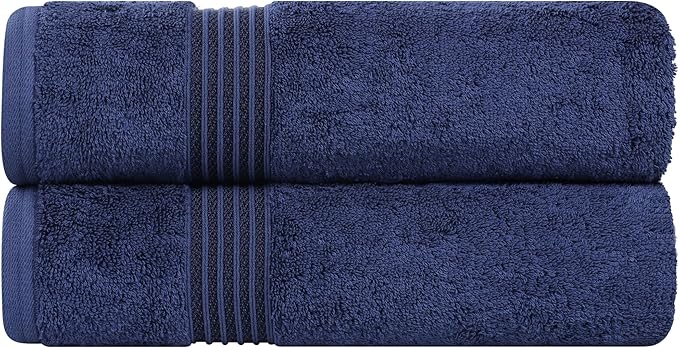 Superior Egyptian Cotton Bath Sheet Set, Oversized Towels for Home Bathroom, Master, Guest Bath, Decor Essentials, Quick Dry, Absorbent, Large Body Towel, Spa, Hotel, Resort, Set of 2, Navy Blue