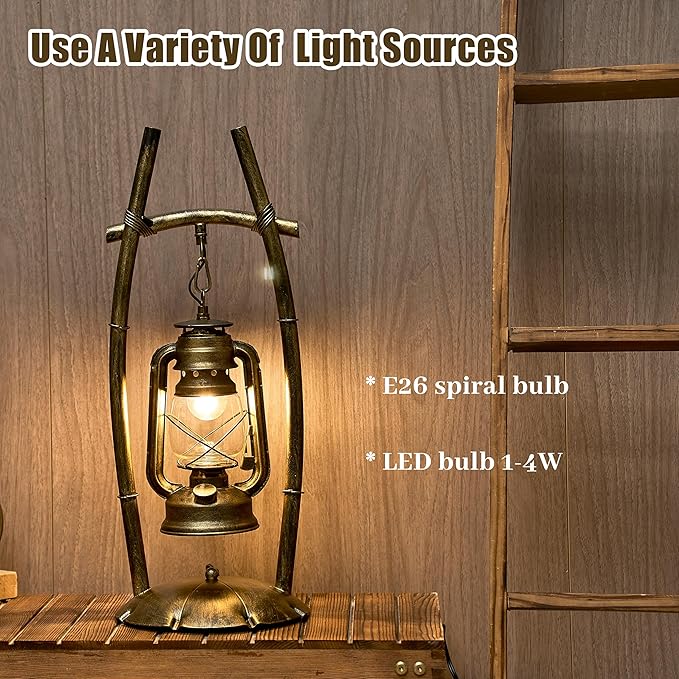 Vintage Table Lamp Bronze Antique Desk Lamp for Farmhouse Nightstand Table Lamp Bulb Included for Office,Living Room (Yellow Brown Clear Glass, 23×8.6'')