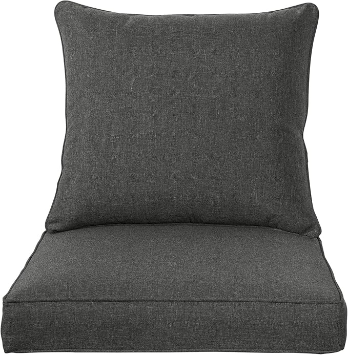 QILLOWAY Polyester Outdoor Chair Cushion Set,Outdoor Cushions for Patio Furniture, All Weather.Charcoal Grey/Black