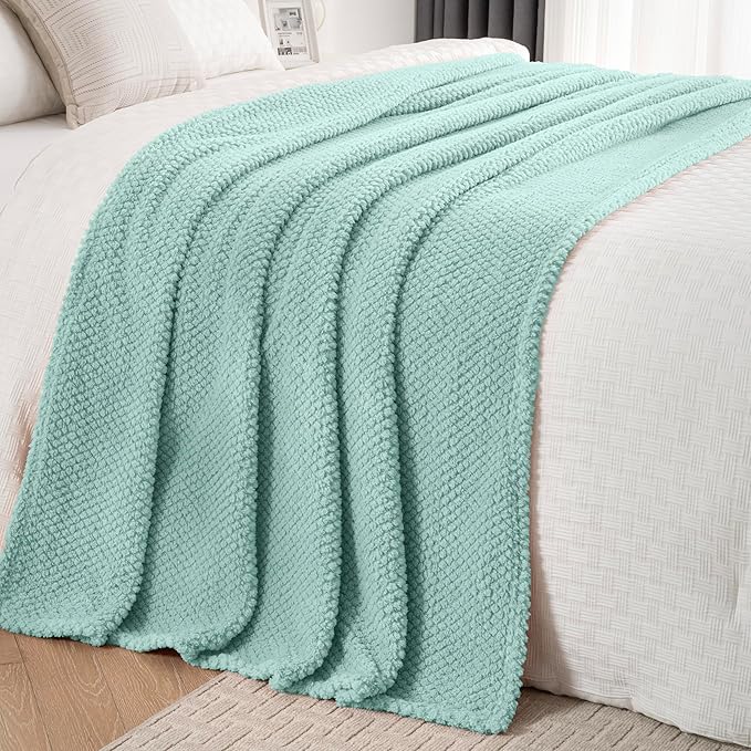 Sage Green 300GSM Fleece Throw Blanket for Couch Sofa Bed, 50x70 Soft Cozy Flannel Blankets, Lightweight Fuzzy Fluffy Throws for Women