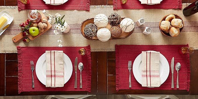 DII Variegated Tabletop Collection, Dining Set, Tango Red, 8 Piece