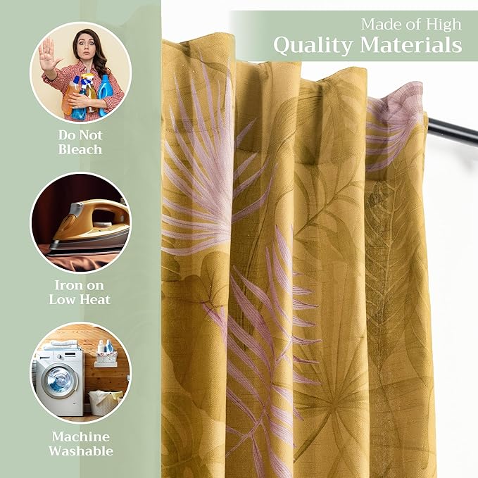 Maison d' Hermine Curtains for Living Room 100% Cotton 108 inch Length One Panel Light Filtering Curtains for Bedroom Windows with Rod and Loop Pockets Drapes (Creole Caramel, 50" W x 108" L)