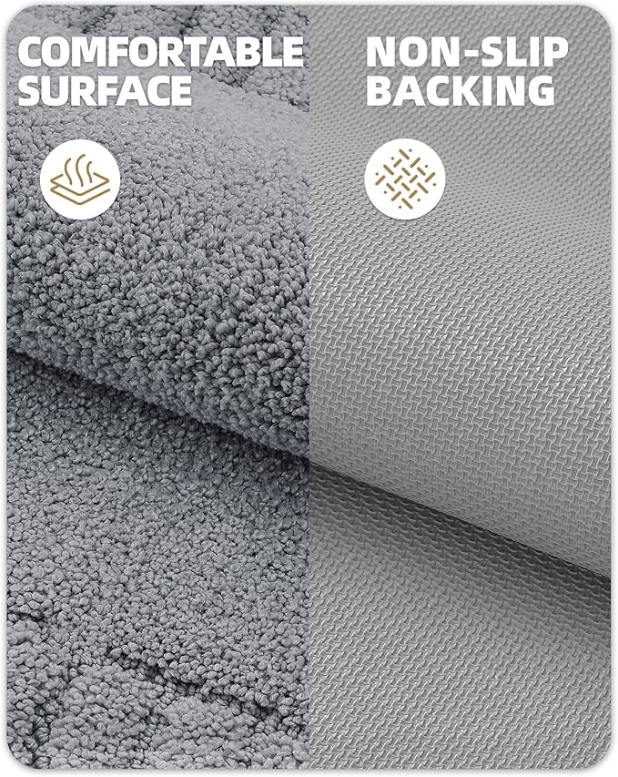 Color&Geometry Large Bath Rugs Non Slip Washable- 24"x36" Absorbent Dark Grey Bathroom Rugs, Soft Bath Mats for Bathroom Floor, Shower, Bathtub, Laundry