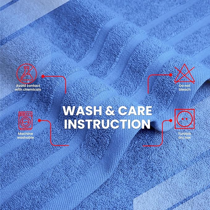Infinitee Xclusives 100% Cotton Luxury Bath Towels Set of 2 (27x54 Inches), Soft, Absorbent, Quick Dry, Perfect Towels for Bathroom, Gym, Spa & Hotel |Eloquent Blue|