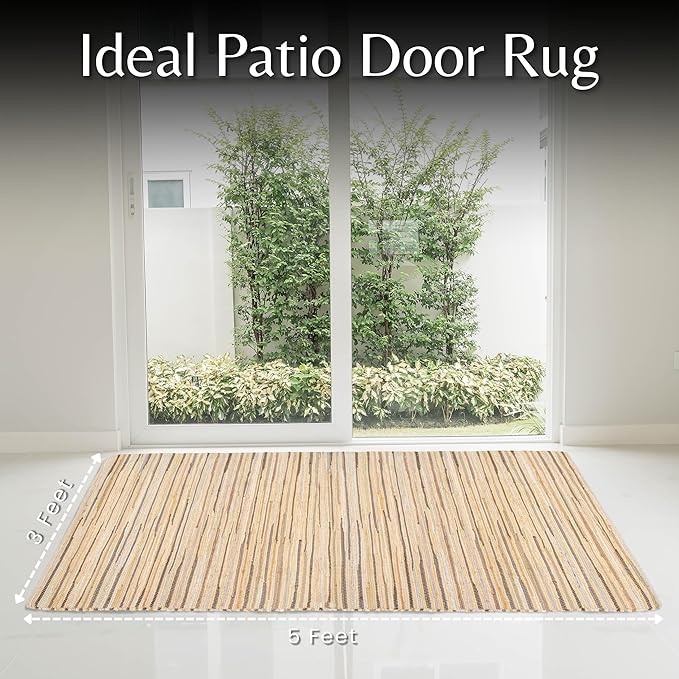 Rug Area Rugs Cotton Linen 3x5 Ft Multicolour Chindi for Livingroom Bedroom Washable RagRug Reversible Farmhouse Kitchen RunnerRug Carpet Area Runner Mat for Hallway, Entryway
