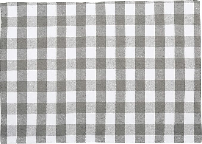 Urban VillaPlacemats for Dining Table 100% Cotton Placemats 14''x20'' Over Sized Tablemats Set of 6 Placemats Grey/White Buffalo Check Tablemats for Family Dinners Wedding PartiesPlacemats