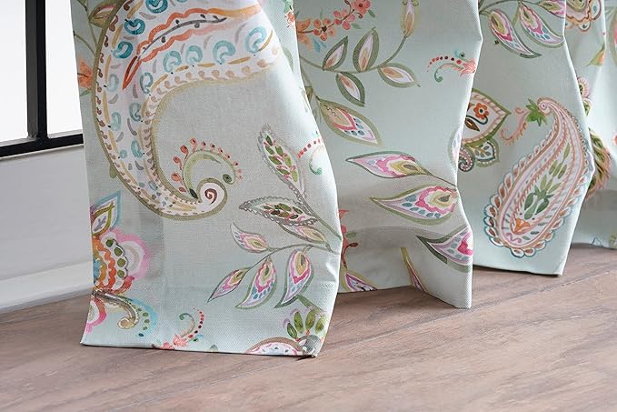 Maison d' Hermine Curtains for Living Room 100% Cotton 108 inch Length One Panel Light Filtering Curtains for Bedroom Windows with Rod and Loop Pockets Drapes (Ramage Multicolor, 50" W x 108" L)