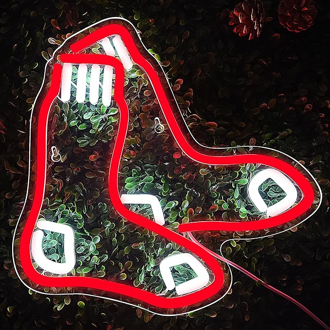 Baseball Neon Sign for Wall Decor Boston Baseball Team Logo Neon Light Sports LED Light Sign for Boys Room,Club,Man Cave,Bar,Party,Birthday Christmas Gifts for Men,Boys,Teens,Size 12*11.7in(FMXD163)